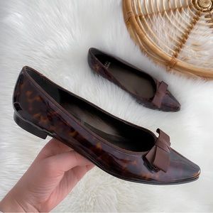 Stuart Weitzman Patent Leather Tortoise Brown Flats